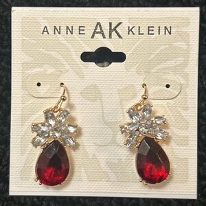 Anne Klein Red and Gold Teardrop Earrings